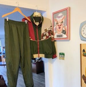 Vintage Clipper Bay Track Suit Windbreaker 2 Piece Nylon Size Large